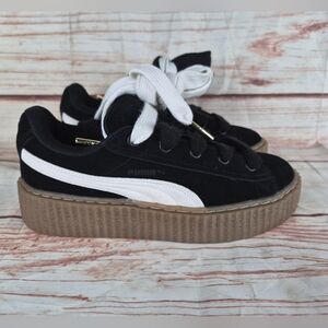 Puma Black and White Suede Platform Sneakers